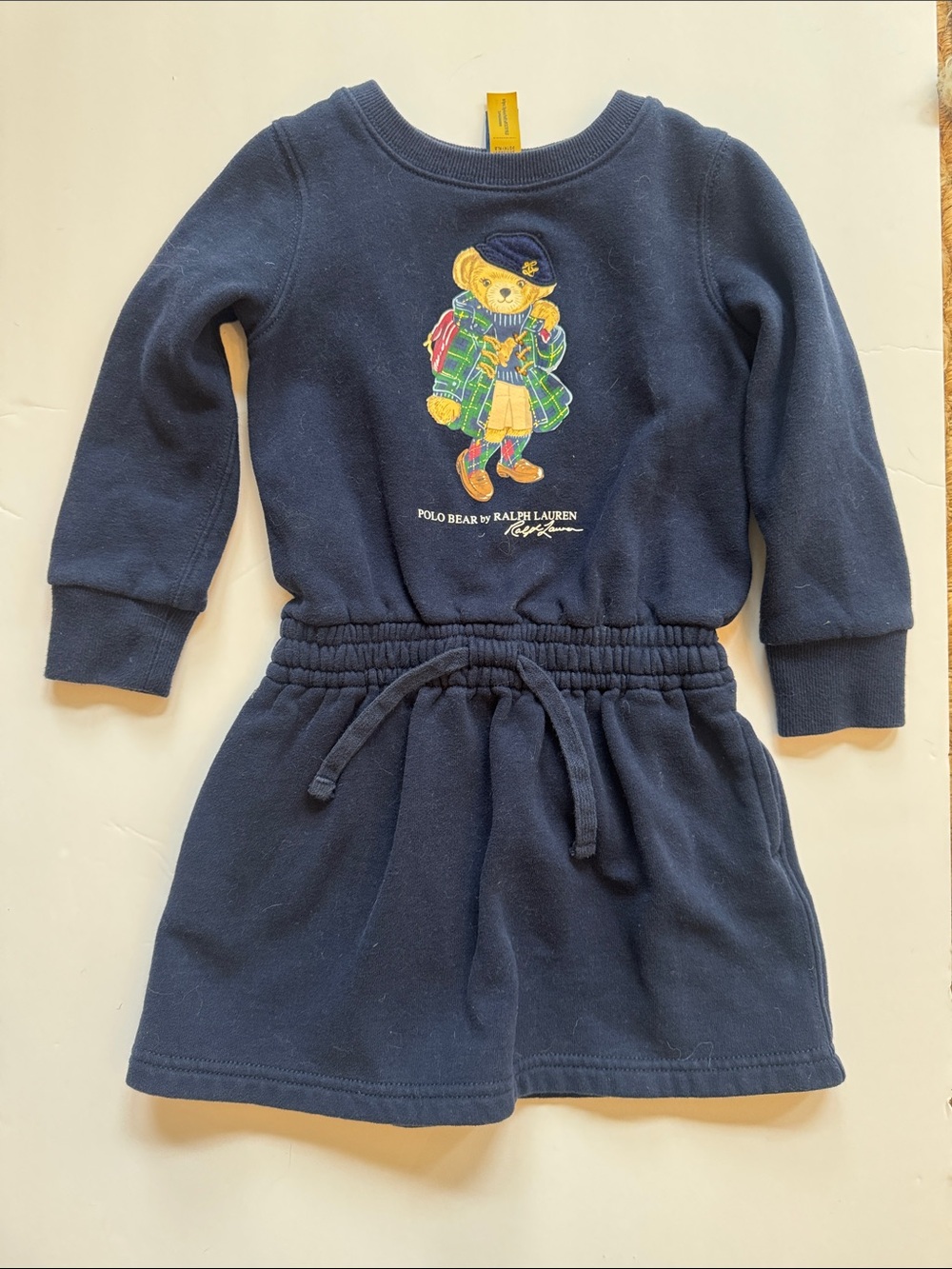 Ralph Lauren Navy Polo Bear Girls Sweatshirt Dress